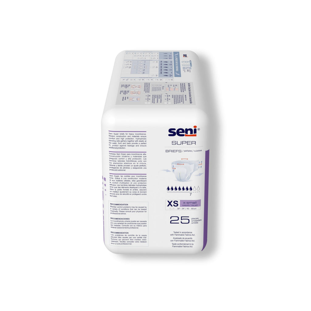 Seni® Super Heavy Absorbency Incontinence Brief, Extra Small S-XS25-BS1
