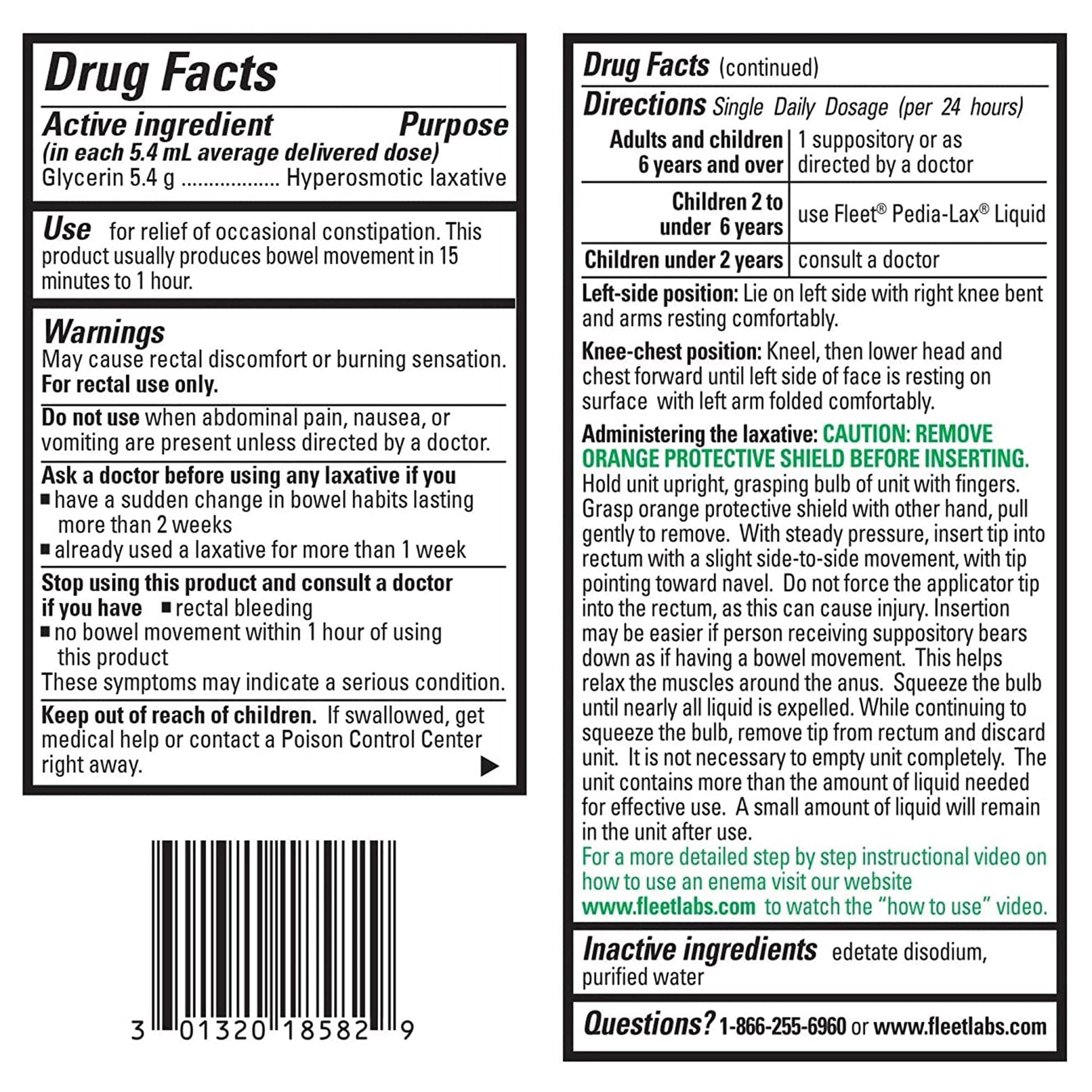 Fleet® Glycerin Laxative 00132018582