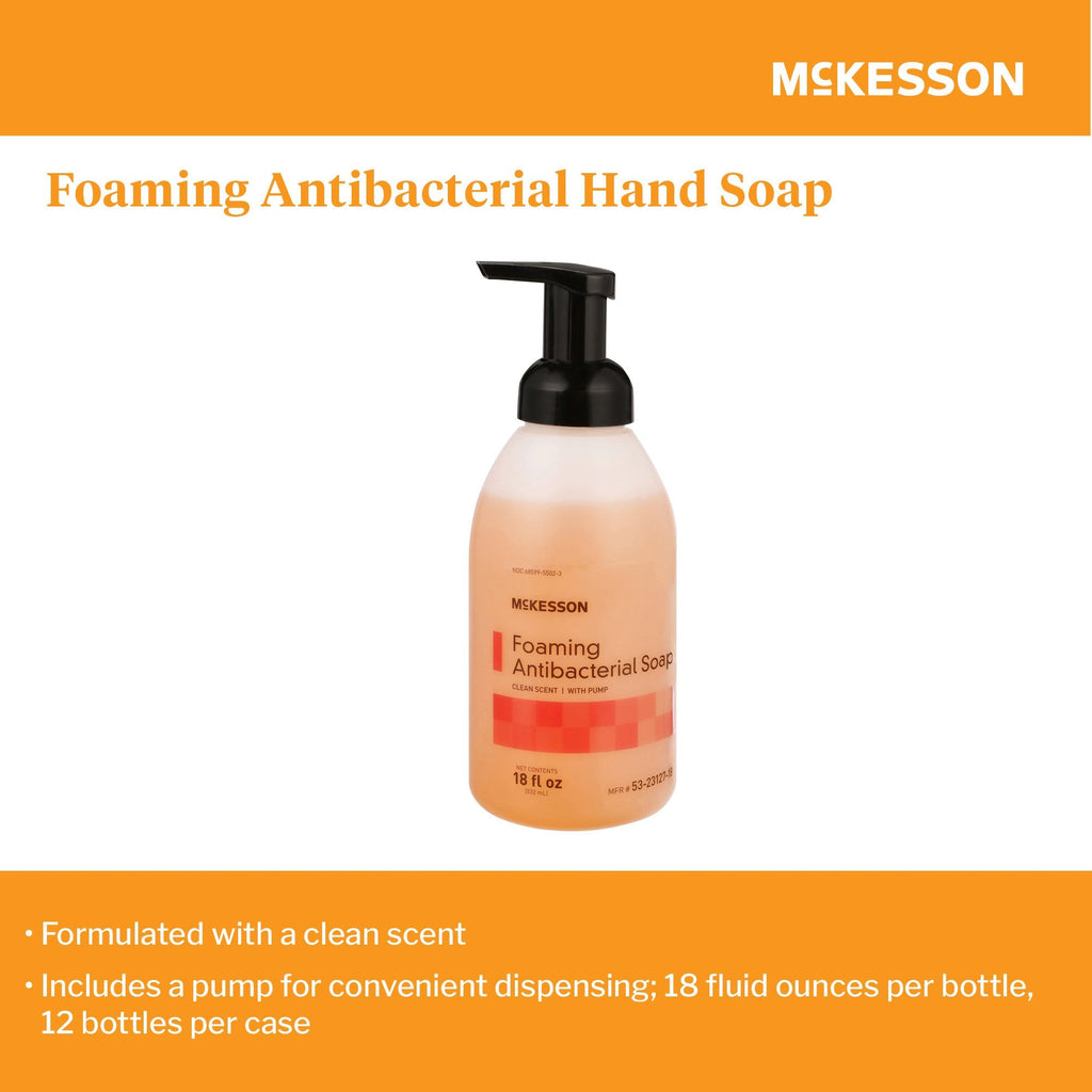 McKesson Clean Scent Foaming Antibacterial Soap, 18-ounce pump bottle 53-23127-18