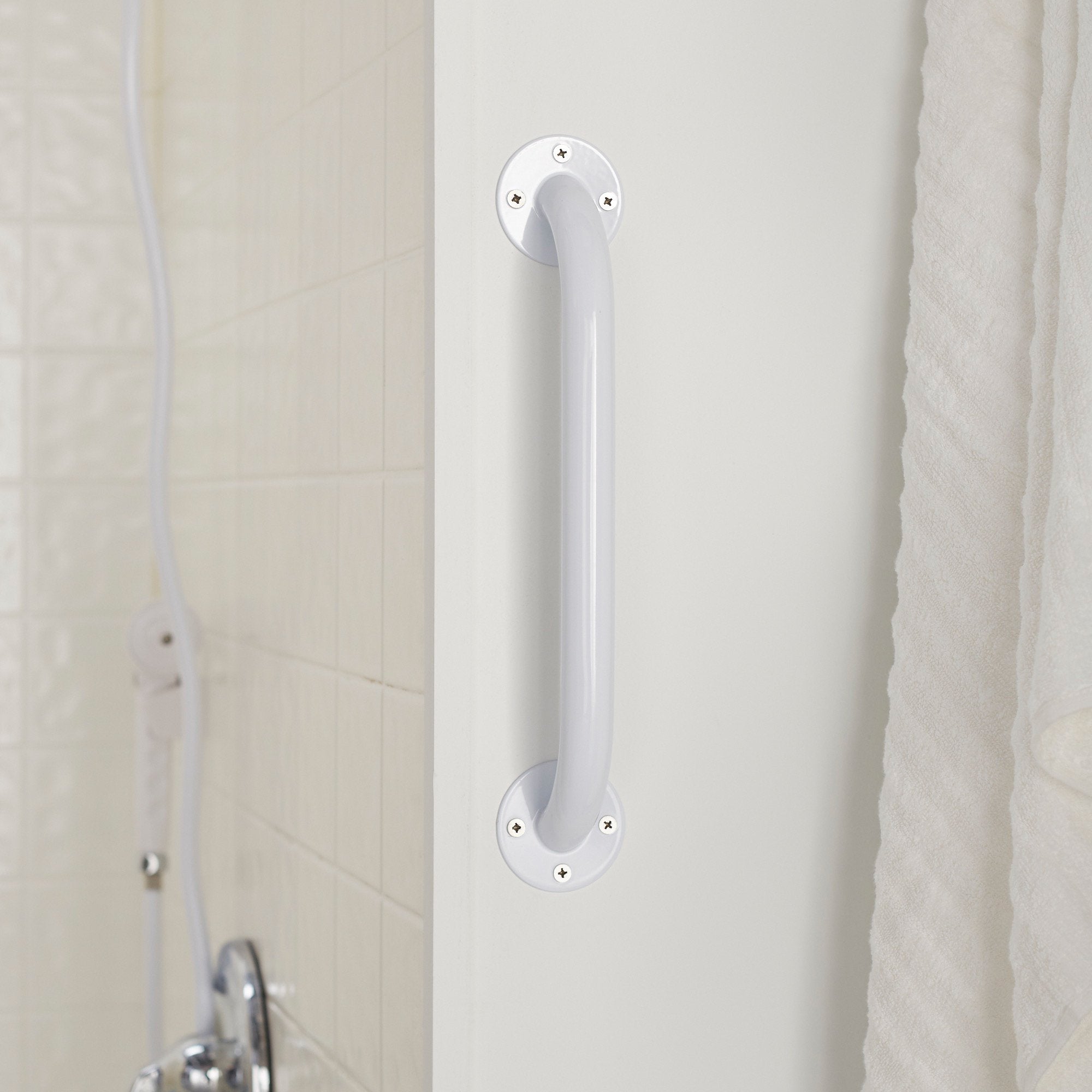 McKesson Wall Grab Bar, White Steel, 12-Inch Length 146-RTL12012