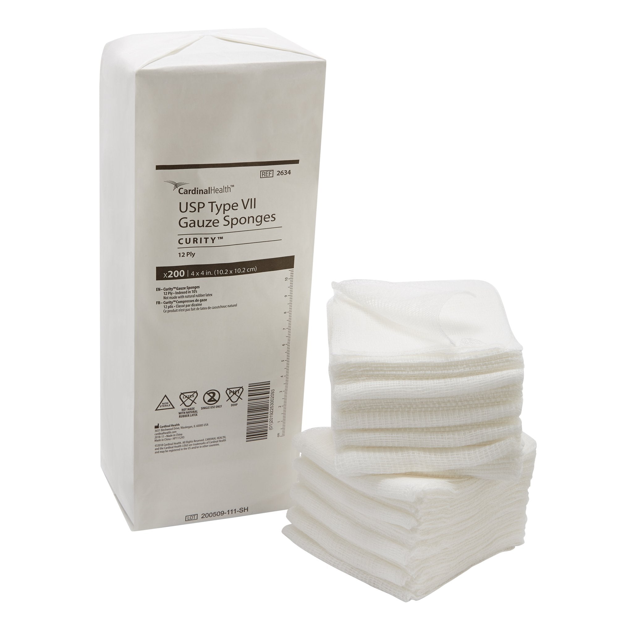 Curity™ USP Type VII Gauze Sponge, 4 x 4 Inch, 12-Ply 2634-
