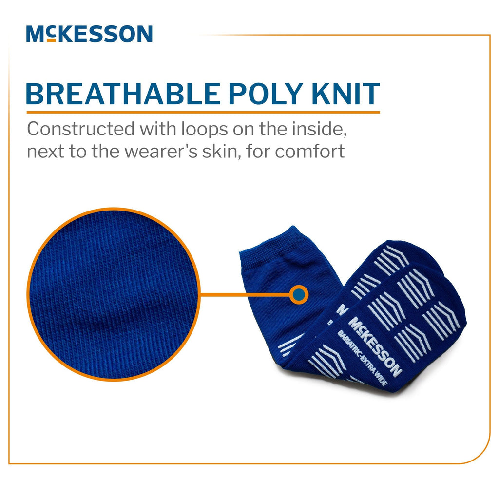 Slipper Socks McKesson Unisex Adult Bariatric / X-Wide Double Tread Single Patient Use Royal Blue 16-BXW-1099-D