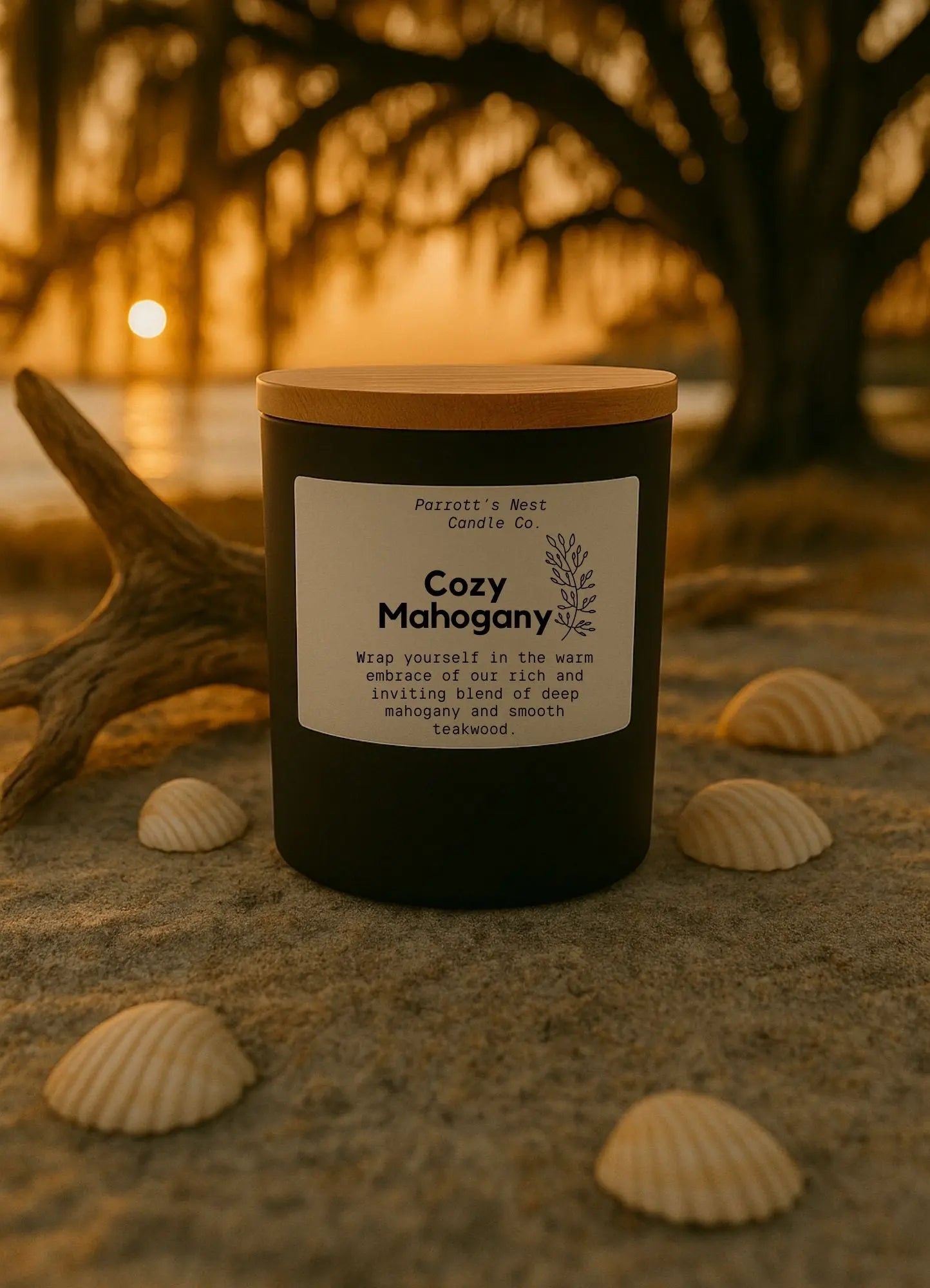Cozy Mahogany Soy Candle | 8 oz Hand-Poured Woodsy Candle