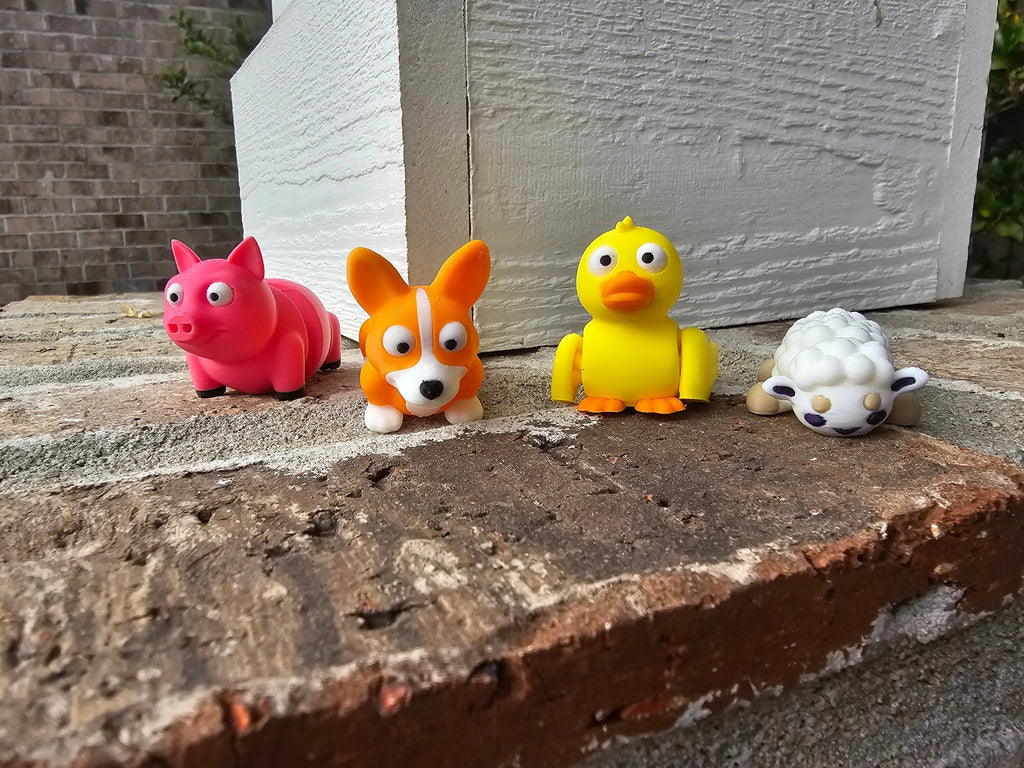 Farm Friends Articulated Fidget Pack — 4‑Piece 3D‑Printed Animal Fidget Toys
