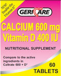 GeriCare Calcium w/ Vitamin D Supplement 400IU / 600mg - 57896074806