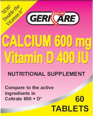GeriCare Calcium w/ Vitamin D Supplement 400IU / 600mg - 57896074806