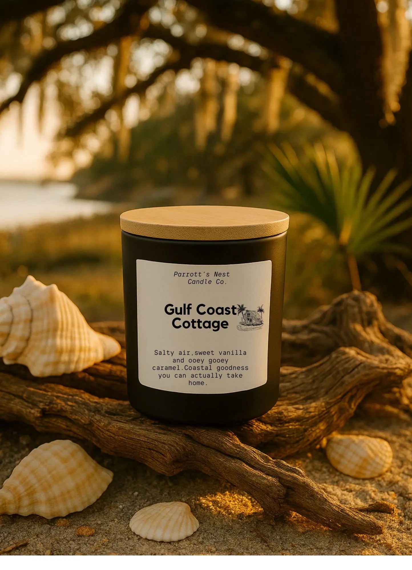 Gulf Coast Cottage Soy Candle | 8 oz Vanilla Caramel Hand-Poured Candle