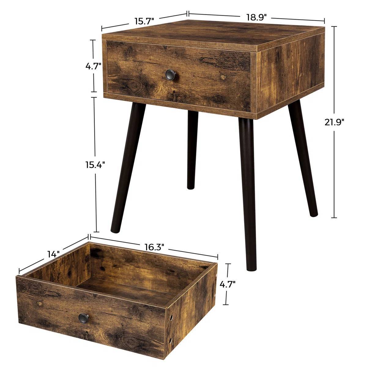 Mid-Century Modern Farmhouse Bedroom 1-Drawer Nightstand End Table