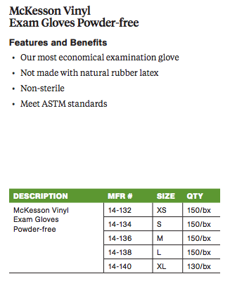 Exam Glove McKesson X-Small NonSterile Vinyl Standard Cuff Length Smooth Clear Not Rated - 14-112