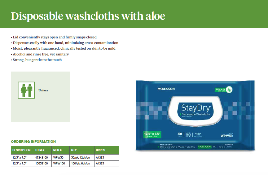 Personal Cleansing Wipe StayDry® Soft Pack Scented 50 Count - WPW50