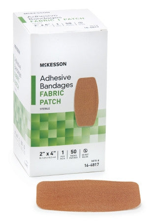 Adhesive Strip McKesson 2 X 4 Inch Fabric Rectangle Tan Sterile - 16-4817