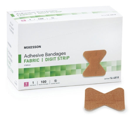 Adhesive Strip McKesson 1.7 X 2 Inch Fabric Fingertip Tan Sterile - 16-4818