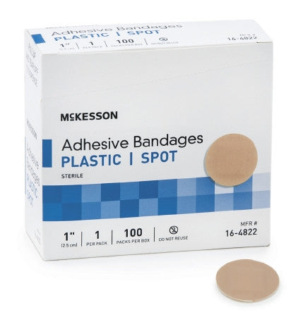 Adhesive Spot Bandage McKesson 1 Inch Plastic Round Tan Sterile - 16-4822