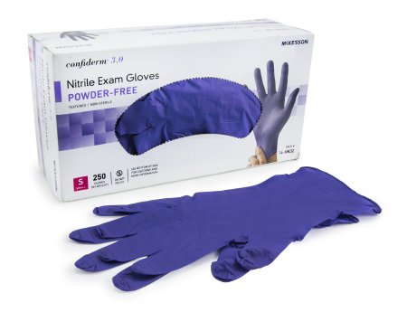 Exam Glove McKesson Confiderm® 3.0 Small NonSterile Nitrile Standard Cuff Length Textured Fingertips Blue Not Rated - 14-6N32