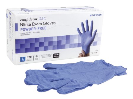 Exam Glove McKesson Confiderm® 3.5C Large NonSterile Nitrile Standard Cuff Length Textured Fingertips Blue Chemo Tested - 14-6978C