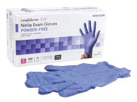 Exam Glove McKesson Confiderm® 3.5C Small NonSterile Nitrile Standard Cuff Length Textured Fingertips Blue Chemo Tested - 14-6974C