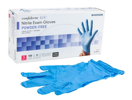 Exam Glove McKesson Confiderm® 4.5C Small NonSterile Nitrile Standard Cuff Length Textured Fingertips Blue Chemo Tested - 14-654C