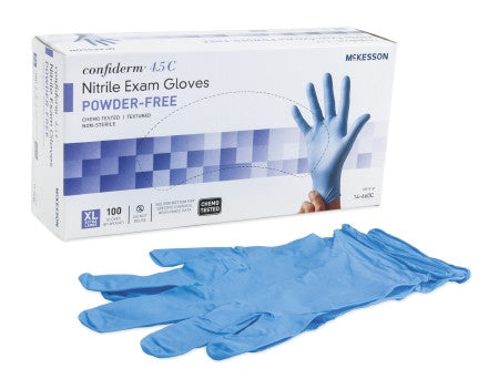 Exam Glove McKesson Confiderm® 4.5C X-Large NonSterile Nitrile Standard Cuff Length Textured Fingertips Blue Chemo Tested - 14-660C
