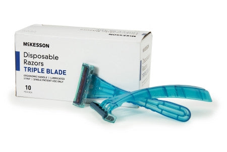 Personal Razor with Lubricating Strip McKesson Single Edge Triple Blade NonSterile Disposable - 16-RZ15