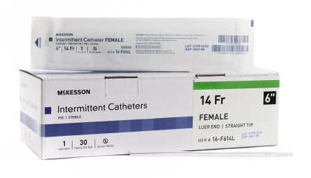 Urethral Catheter McKesson Straight Tip Uncoated PVC 14 Fr. 6 Inch - 16-F614L