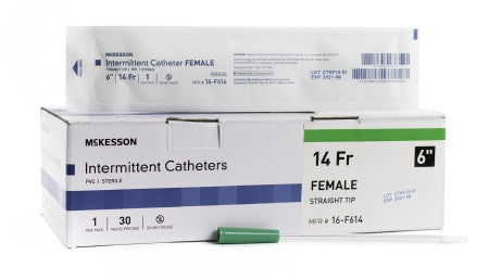 Urethral Catheter McKesson Straight Tip Uncoated PVC 14 Fr. 6 Inch - 16-F614