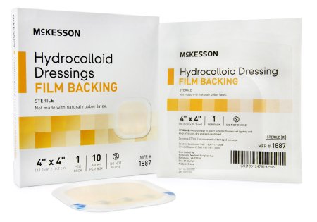 Hydrocolloid Dressing McKesson Waterproof Film Backing 2 X 2 Inch Square Hydrocolloid / Film - 1886