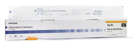 Urethral Catheter McKesson Coude Tip Uncoated PVC 16 Fr. 16 Inch - 16-M1616C