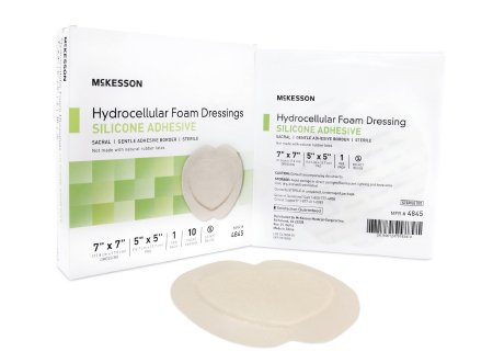 Foam Dressing McKesson 7 X 7 Inch With Border Film Backing Silicone Gel Adhesive Sacral Sterile - 4845