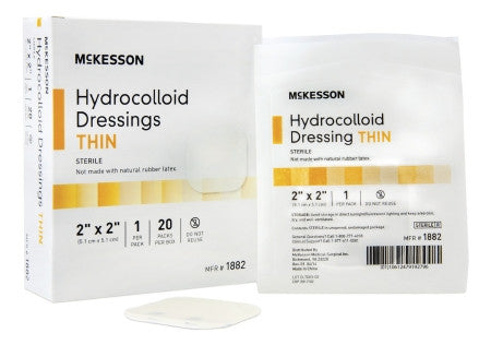 Thin Hydrocolloid Dressing McKesson Film Backing 2 X 2 Inch Square Hydrocolloid - 1882