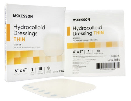 McKesson Hydrocolloid Thin Dressing Sterile 6" x 6" - 1884