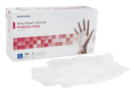 Exam Glove McKesson Large NonSterile Vinyl Standard Cuff Length Smooth Clear Not Rated - 14-118