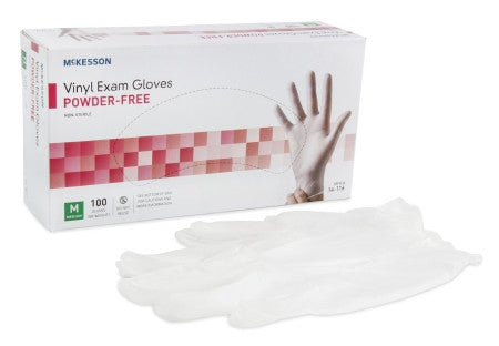 Exam Glove McKesson Medium NonSterile Vinyl Standard Cuff Length Smooth Clear Not Rated - 14-116