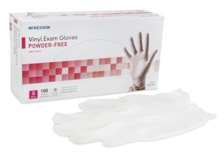 Exam Glove McKesson Small NonSterile Vinyl Standard Cuff Length Smooth Clear Not Rated - 14-114