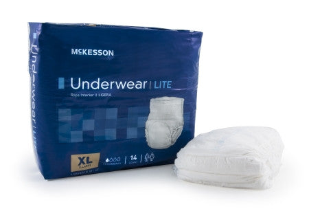 Unisex Adult Absorbent Underwear McKesson Classic Pull On with Tear Away Seams X-Large Disposable Light Absorbency - UWEXL