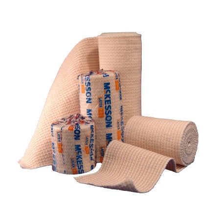 Elastic Bandage McKesson 4 Inch X 5 Yard Single Hook and Loop Closure Tan NonSterile Standard Compression - 16-1033-4