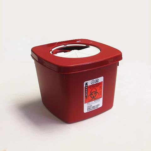 Sharps Container SharpSafety™ Red Base 6-3/4 H X 8-3/4 D Inch Vertical Entry 1.25 Gallon - 8950SA