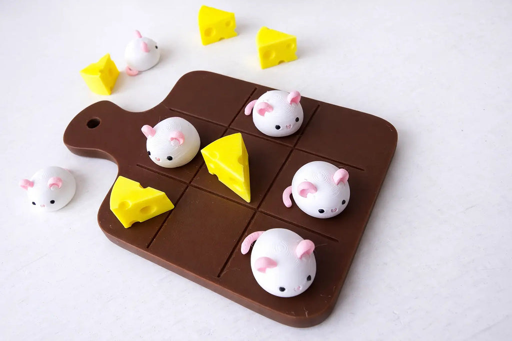 The Tween Space Mouse and Cheese Tic Tac Toe Game — Travel Board Game | 3D Printed