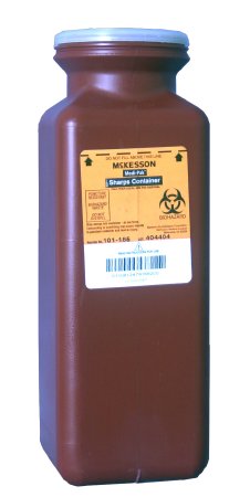 Sharps Container McKesson Red Base 10 H X 3-1/2 W X 3-1/2 D Inch Vertical Entry 0.425 Gallon - 101-185