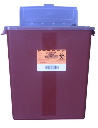Sharps Container McKesson Red Base 13-1/2 H X 12-1/2 W X 6 D Inch Horizontal Entry 3 Gallon - 101-8710