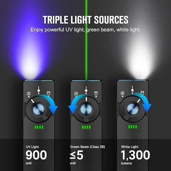 OLIGHT ARKFELDPRO3RBKCWV3 Arkfeld Pro Flat EDC Flashlight with LED Light UV and Laser - Black