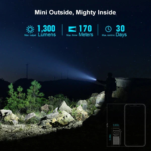 OLIGHT BATON4KITTI Baton 4 Powerful EDC Flashlight 1300 Lumens - Ti-Premium (With Charging Case)
