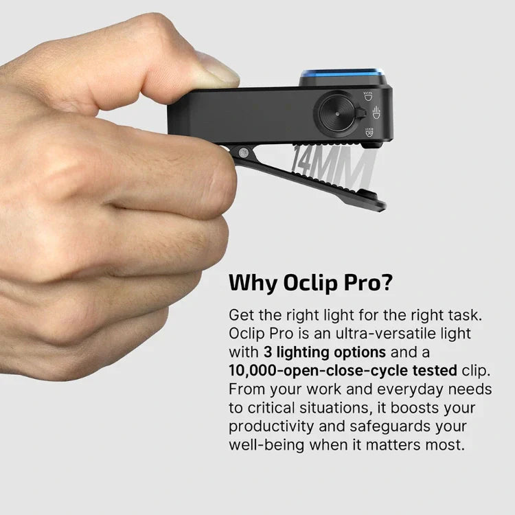 OLIGHT OCLIPPROBKC2M Oclip Pro Clip on Flashlight with Floodlight Spotlight and Red Light - Black