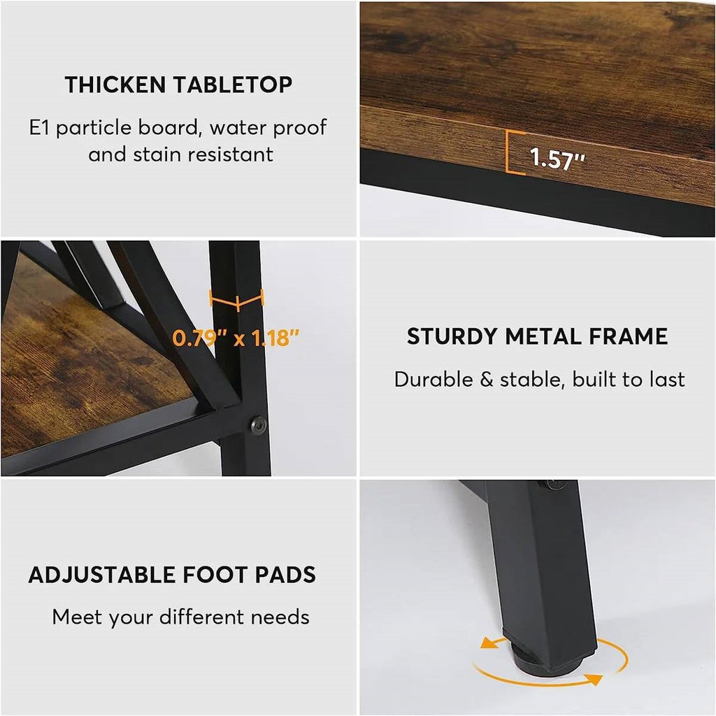 Industrial 70-in. Brown Wood Top Console Table with Heavy Duty Black Metal Frame