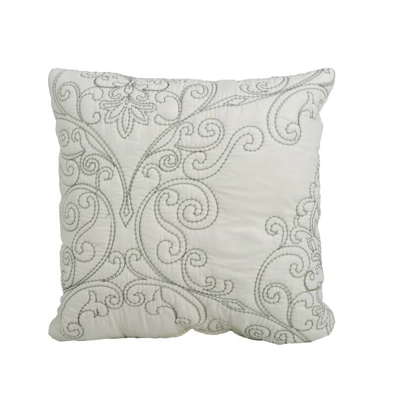 Queen size Antique White Damask Embroidered 4 Piece Oversized Bedspread Set