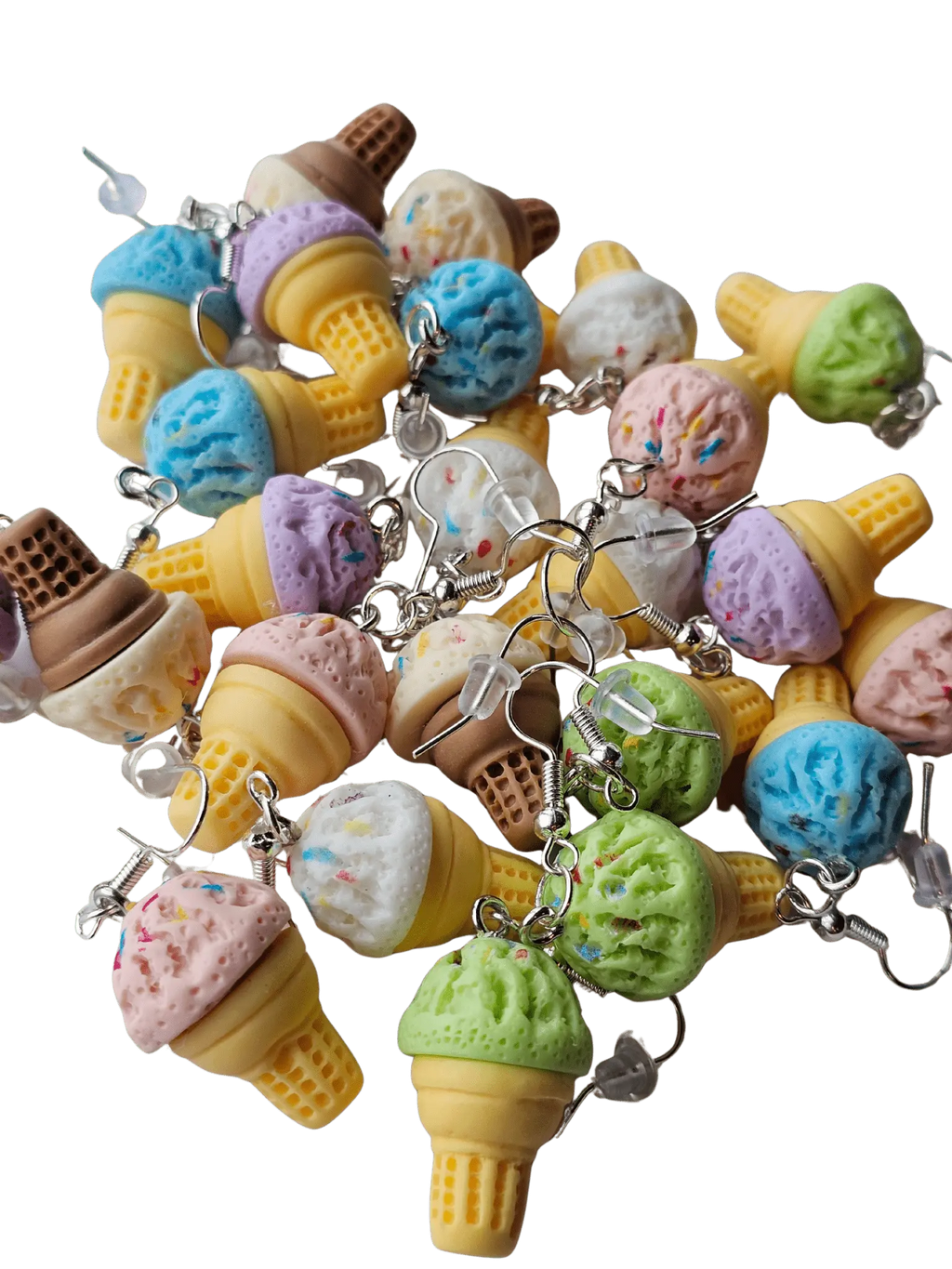 Scoop There It Is! Ice Cream Cone Earrings – Assorted Colors Wholesale - Pack of 16 Pairs