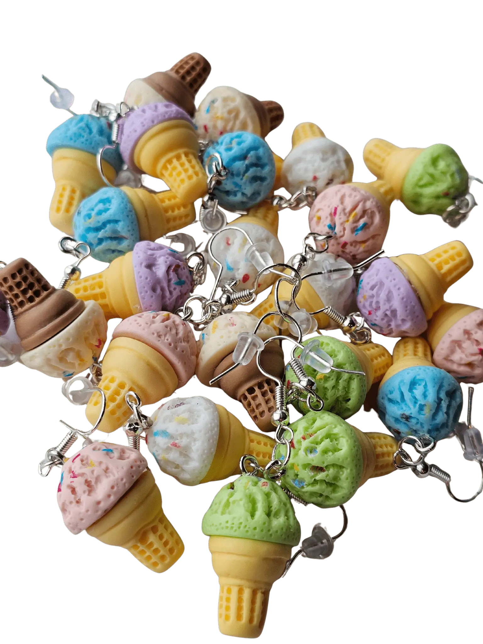 Scoop There It Is! Ice Cream Cone Earrings – Assorted Colors Wholesale - Pack of 16 Pairs