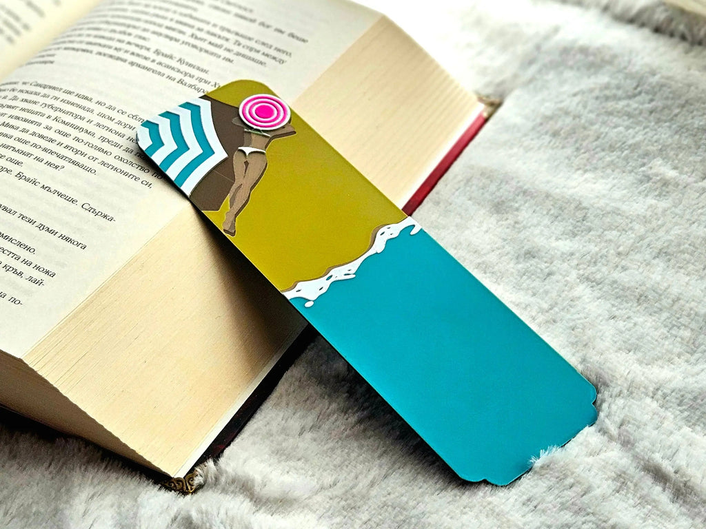 Seaside Siesta Bookmark – Beach Umbrella Ocean Summer Bookmark