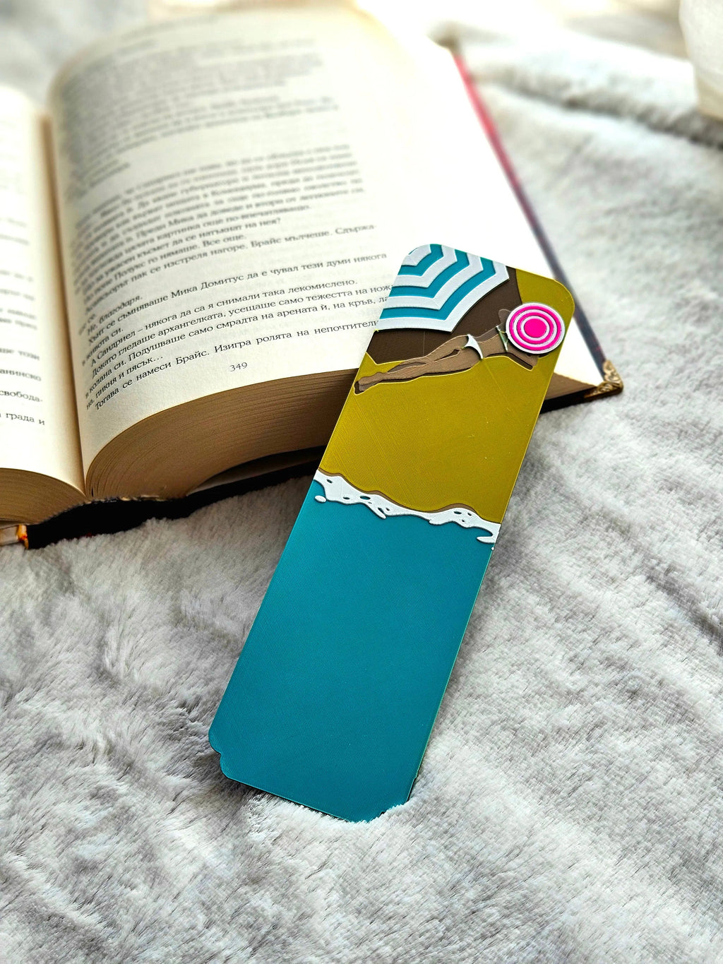 Seaside Siesta Bookmark – Beach Umbrella Ocean Summer Bookmark