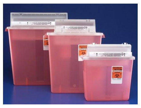 Sharps Container SharpStar™ In-Room™ Translucent Red Base 18-1/2 H X 16-1/2 W X 6 D Inch Horizontal Entry 4 Gallon - 8541SA