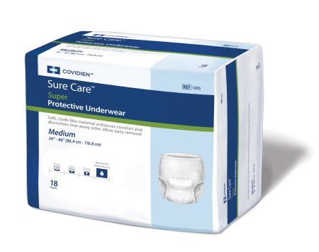Unisex Adult Absorbent Underwear Sure Care™ Super Pull On with Tear Away Seams Medium Disposable Heavy Absorbency - 1205A